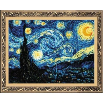 Obrázek Riolis Vyšívací obrázek, motiv hvězdné noci od Van Gogha, c1, bílý