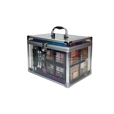 Obrázek bonvoyage Travel in Colour Makeup Case Schminkkoffer, kleiner Schminkkoffer mit Spiegel und komplett professionellem Make up Set, Set für Tages, Nacht Looks