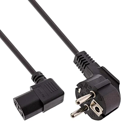 Obrázek InLine 16752F síťový kabel, ochranný kontakt zahnutý na konektor pro studené spotřebiče C13 pravoúhlý, 5 m, černý