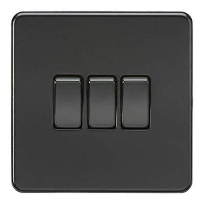 Obrázek Knightsbridge SF4000MBB Schraubenlos 2 Wege Schalter Wippen, schwarz/schwarz, Light Switch 3G