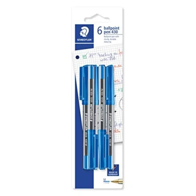 Obrázek STAEDTLER 430 M3BK6 stick kuličkové pero šířka linky M, 0,45 mm, 6 kusů na blistrové kartě, modré