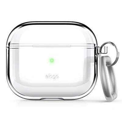 Obrázek elago Transparente Hülle mit Karabiner, kompatibel AirPods 3, Klebeband enthalten, Anti Vergilbung, kabelloses Laden erhältlich (transparent)