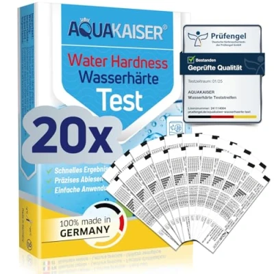 Obrázek Testovací proužky tvrdosti vody dH 20 kusů jednotlivě zapečetěné Made in Germany test pro pitnou vodu, bazén, akvárium, myčku nádobí