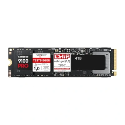Obrázek Samsung 9100 pro NVMe M.2 SSD, 4 TB, PCIe 5.0, 14 800 MB/s čtení, zápisu 13 400 MB/s, interní SSD hraní, střih videa a AI, černá, MZ VAP4T0BW