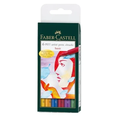 Obrázek FABER CASTELL 167103 Tušové pero PITT artist pen brush Basic balení 6 ks