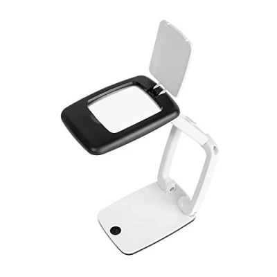 Obrázek Wedo 27175101 stolní lupa Pocket (s LED světlem a 3násobným zvětšením, skládací zaklapávací kryt čočky) černá