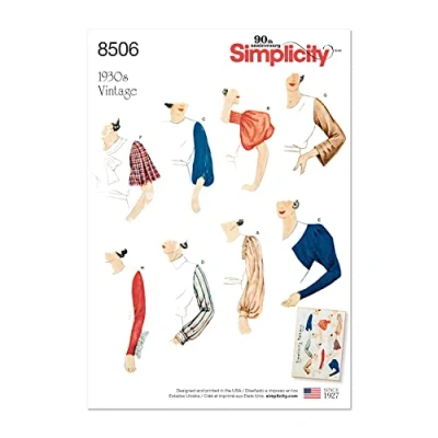 Obrázek Simplicity US8506A Schnittmuster 8506 A (10 12 14 16 18 20 22) Damen Vintage Ärmel, Papier, weiß, 22 x 15 1 cm