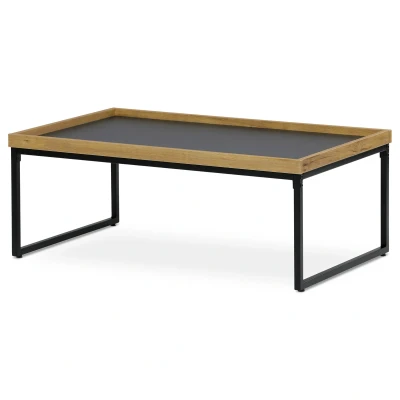 Obrázek Stůl konferenční, MDF deska šedá s dekorativní hranou divoký dub, černý kov. CT 611 OAK