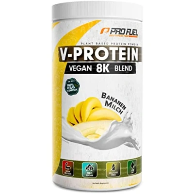 Obrázek Veganský Protein banán V 8K Blend neuvěřitelně chutná a krémová s proteiny ze slunečnice, rýže, hrášku, konopí, dýně atd. rostlinný proteinový prášek 81 % bílkovinami