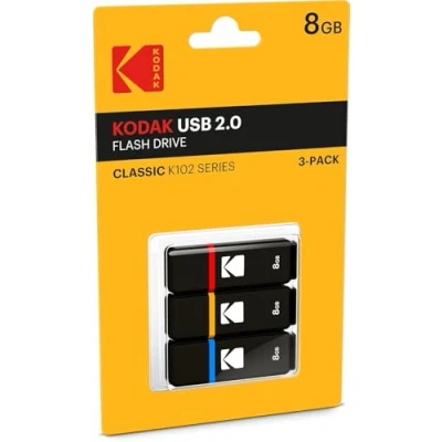 Obrázek Kodak K100 8GB USB flash disk 2.0 balení 3 ks (víčka: modrá, červená, žlutá)