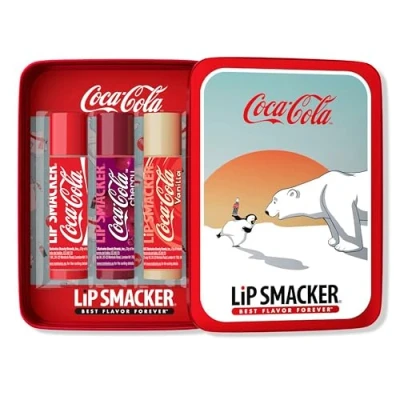 Obrázek Lip Smacker Balm Tin Trio, 3dílná dárková sada pro děti, Coca Cola Edition, s ricinovým olejem, hydratační a snadno se nanáší,