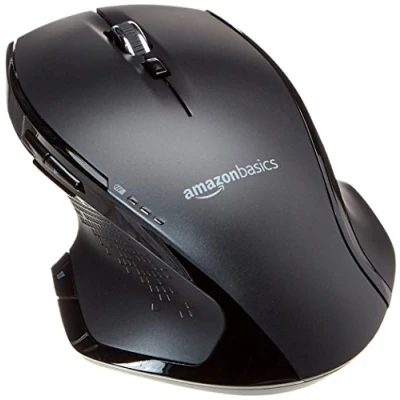 Obrázek Amazon Basics Ergonomická bezdrátová myš s rychlým posouváním, normální velikost, černá