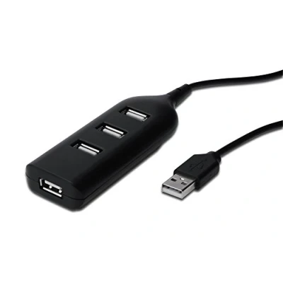 Obrázek DIGITUS USB hub 4 porty High Speed 2. 0 480 MBit/s napájení přes černý