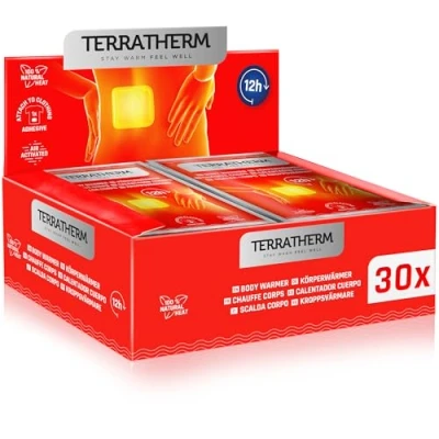 Obrázek TerraTherm Tepelné náplasti na záda, šíji a ramena 12 hodin příjemné hloubkové zahřívání, ohřívač zad těla samolepicí aktivovaný vzduchem 30 kusů, moderní