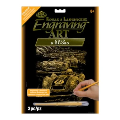 Obrázek Royal &amp; Langnickel GOLF25 Engraving druh/Vyškrabávací obrázky, DIN A4, nostalgické závodní auto, Zlato