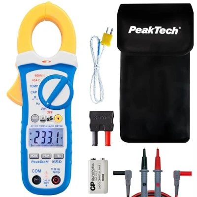 Obrázek PeakTech 1650 proudové kleště True RMS 400A AC/DC, digitální multimetr, měřič kleští, TÜV/GS, kleště, 4000 Counts, bezdotykový napětí, proudu, zkoušečka průchodnosti max. 600