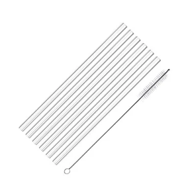 Obrázek Westmark 6 skleněných brček, rovné, vč. 1 čisticího kartáčku, transparentní, délka: 20 cm, ø 0,8 borosilikátové sklo, čiré, 62622260