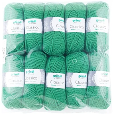 Obrázek Gründl Classico vlna (OEKO TEX® certifikovaná pletací příze z 50 % střižní vlny (Merino) &amp; polyakryl, g/120 m, tloušťka jehlic: 3,5 4,5, 10 klubko á g), listová zelená