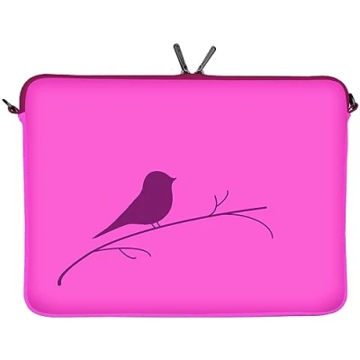 Obrázek Digittrade LS122 13 Early Bird Designer Notebook Taška 13,3 palce (33,8 cm) z neoprenu Laptop Ochranné Pouzdro až 14 palců Sleeve Pták růžovo růžová