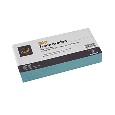 Obrázek 200 dělicích proužků v modré, 24 x 10,5 cm, děrované, recyklovaný karton 180 g/m², pro třídění dokumentů, k potisku