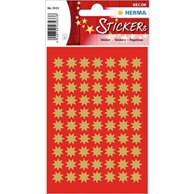 Obrázek HERMA 3933 Nálepky Hvězdy Zlatá mini, 210 kusů, 10 mm, nálepka s hvězdou z papíru, vánoční hvězdami na Vánoce dárky adventní kalendář dekorace děti odměna DIY tvoření