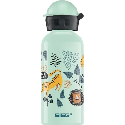 Obrázek SIGG Hliníková láhev na pití pro děti KBT Jungle Tzz zabezpečená proti vytečení a nerozbitná lehká jako pírko bez BPA certifikováno neutrální klima sport &amp; škola bílá zelená s divokými