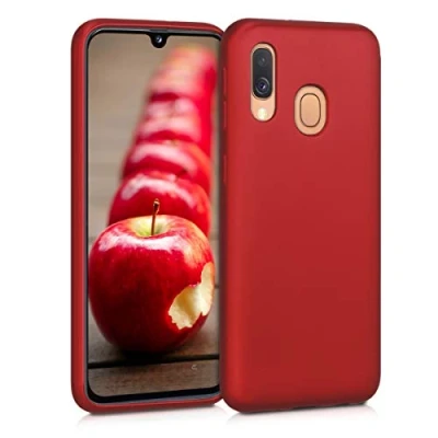 Obrázek kwmobile Case kompatibilní s Samsung Galaxy A40 pouzdro ochranné ze silikonu kovově třpytivé na mobil metalické tmavě červené
