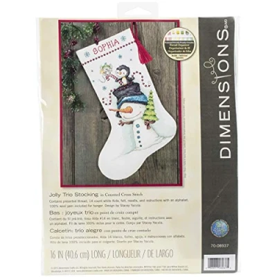 Obrázek Dimensions Needlecrafts vzor počítání x Stitch Jolly Trio punčocha, bavlna, bílá, 40. 6 20 0, 1 cm