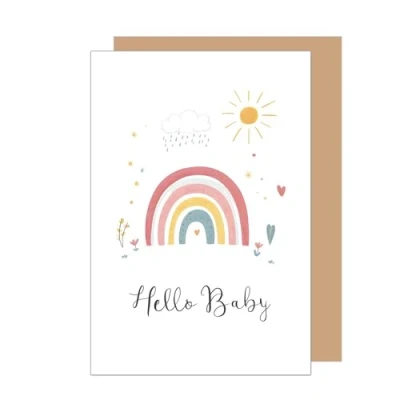 Obrázek Edition Seidel Premium blahopřání k narození s obálkou. Pozdrav Baby Billet Hello Chlapec Dívka Dítě Duha (E286 SW024)