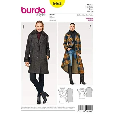 Obrázek Burda Střih 6462 kabát, papír, bílý, 19 x 14 0,5 cm