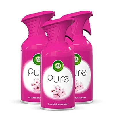 Obrázek Air Wick PURE třešňové květy zauber květinově svěží vonný sprej neutralizuje zápach a bez vlhkých srážek vůně: třešňový květ 3 x 250 ml
