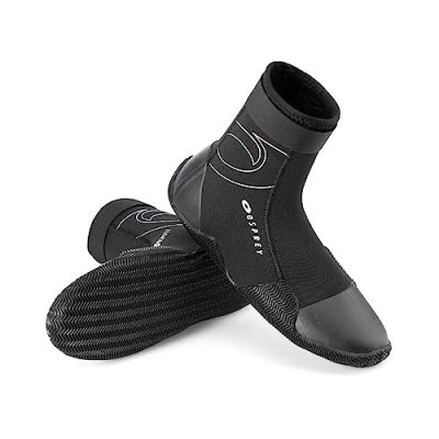 Obrázek Osprey Neopren Stiefel für Erwachsene, 3 mm, Wassersport, mit Klettverschluss, verstärkt, Zehen und Ferse, mehrere Größen, Schwarz