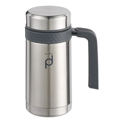 Obrázek DrinkPod Pioneer Flasks neprosakující vakuová izolační láhev, termohrnek, lahvička, nerezová ocel, 0,45 litru, ušlechtilá 18,5 x 11 cm, HBG450SS