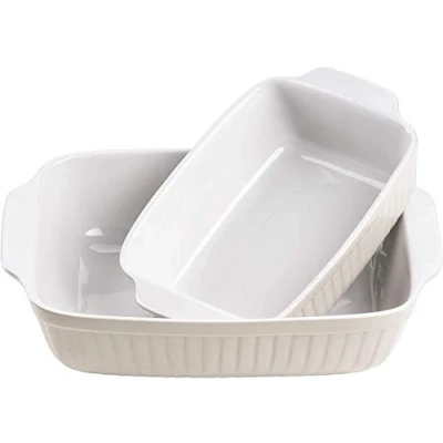 Obrázek MÄSER 931137 série Kitchen Time, obdélníkové formy na zapékání v sadě 2, hranaté do kamen, ideální také pro lasagne, odolné proti poškrábání a pořezání, keramika, 33 x 24 8 cm / 25,5 16 7