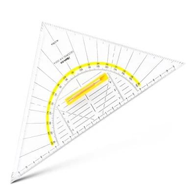 Obrázek Aristo AR1555/4 geometrický trojúhelník s odnímatelnou rukojetí (přepona 25 cm, výstupky na tuši, fazety všech stranách, plexisklo hloubkovým reliéfem, vyrobeno v Rakousku) transparentní