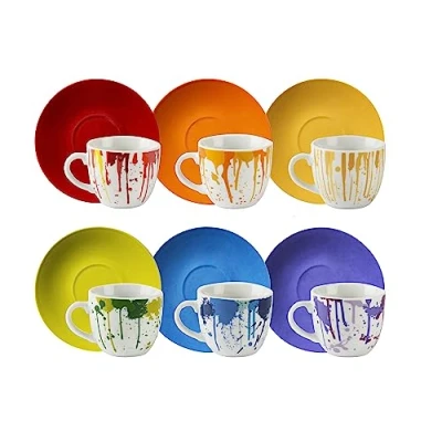 Obrázek Excelsa 64013 Dripping Set mit 6 Kaffeetassen, Porzellan, grün