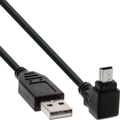 Obrázek InLine® USB 2.0 Mini Kabel konektor na B 5 Pin/90 zalomená 0,5 m Černá