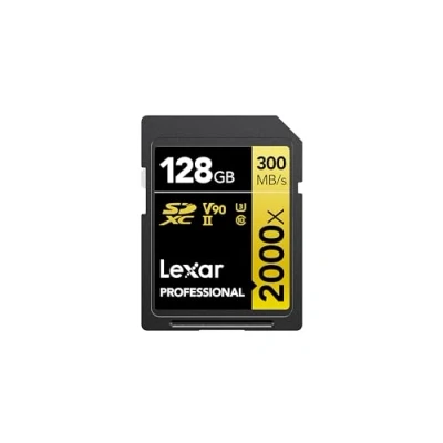 Obrázek Lexar Profesionální 2000x SD karta 128 GB, SDXC UHS II paměťová bez čtečky, čtení až 300 MB/s, pro DSLR, videokamery v kinové kvalitě (LSD2000128G BNNAG)