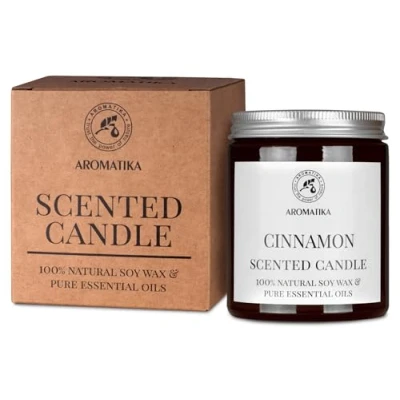 Obrázek vonná svíčka skořice 150 g 100% čistý éterický skořicový olej aroma přírodní pro domácnost krásná intenzivní vůně aromaterapie nápad na narozeniny Vánoce
