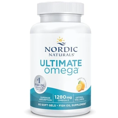 Obrázek Nordic Naturals, Ultimate Omega, 60 bezlepkových softgelů, 1280 mg omega 3 v jedné dávce, bez sóji, GMO, citronová příchuť