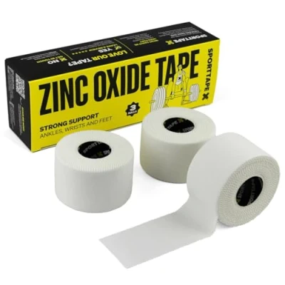 Obrázek 3 role SPORTTAPE sportovní páska oxidu zinečnatého bílá 3,8 cm x 10 m pásková páska, odolná neelastická pro klouby, zabránění tvorbě puchýřů, šetrná k pokožce, bojové sporty boxy,