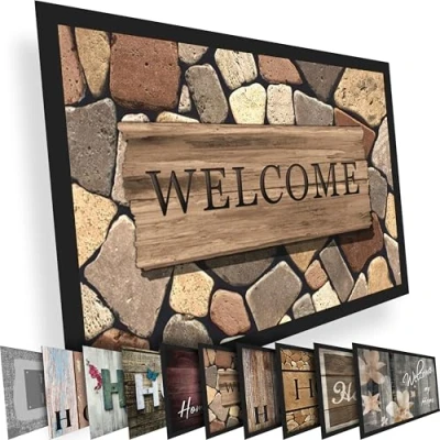 Obrázek Valia Home Rohožka 40 x 60 cm pro zachycování nečistot vnitřní a venkovní použití, protiskluzová s vysokou sací silou univerzální design, ideální domovní dveře, vstupní prostor,