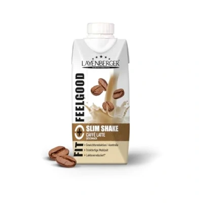 Obrázek Layenberger Fit+Feelgood Slim Shake připravená k okamžitému použití, náhražka jídla pití na 8 porcí po 208 kcal (8 x 330 ml) Caffé Latte