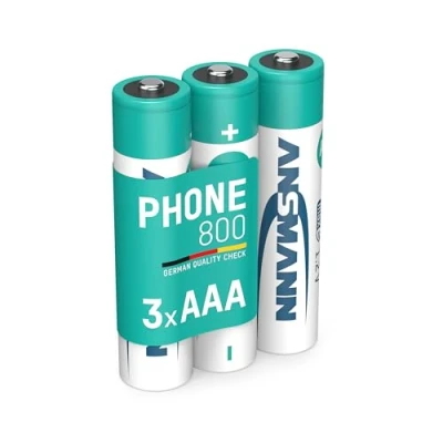 Obrázek ANSMANN Telefon akumulátor AAA 800 mAh NiMH 1,2 V (3 kusy) DECT Phone Micro baterie nabíjecí, max. nízké samovybíjení, ideální pro bezdrátový telefon, dětský vysílačku