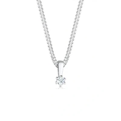 Obrázek Elli DIAMONDS řetízek dámský kruhový přívěsek elegantní s diamantem (0,06 ct.) ze sterlingového stříbra 925, Fazetový brus, Diamant