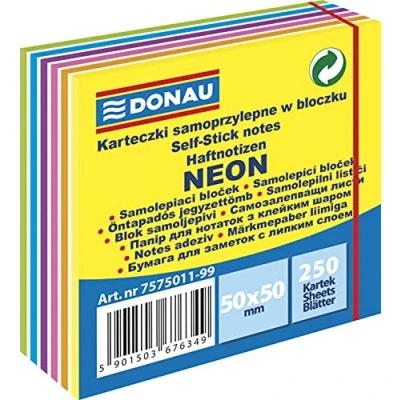 Obrázek DONAU 7575011 99 Mini Notes samolepicí poznámky, neonové, kostka, 50 x mm, 1 250 listů