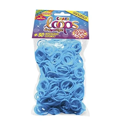 Obrázek CRAZE LOOPS BAG 600 Loom pásky náhradní balení s gumovými a 30 uzávěry dětský šperk kreativní sada ze silikonu šetrného k pokožce