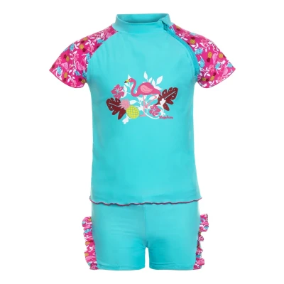 Obrázek Playshoes Unisex dětské koupací sada s UV ochranou, dvoudílná triko, šortky, plavky, Plameňák