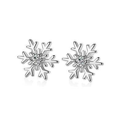 Obrázek Ohrstecker aus 925er Sterlingsilber, mit Zirkonia, Winter Schneeflocke, Blume, zierliche Strasssteine, Modeschmuck für Frauen und Mädchen, Weihnachtsschmuck, Geschenke, Kristall, Zirkonia