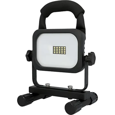 Obrázek UNITEC LED zářič s akumulátorem, 20 W, 1600 lumenů, vč. síťového zdroje, dobíjecí, stavební zářič, 6500 kelvinů, černý, IP54, bezpečnostní sklo, lithium iontová baterie, energetická třída A+